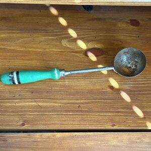 Vintage Green Handled Metal Ice Cream Scoop